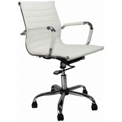 Reflex White Leather Effect Swivel Chair