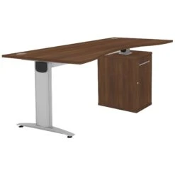 Protocol IBeam Double Wave Desk With Cupboard Pedestal