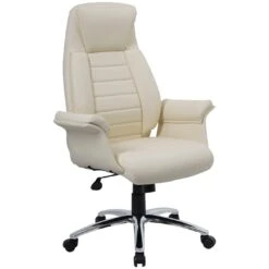 Jersey Cream High Back Executive Leather Faced Armchair