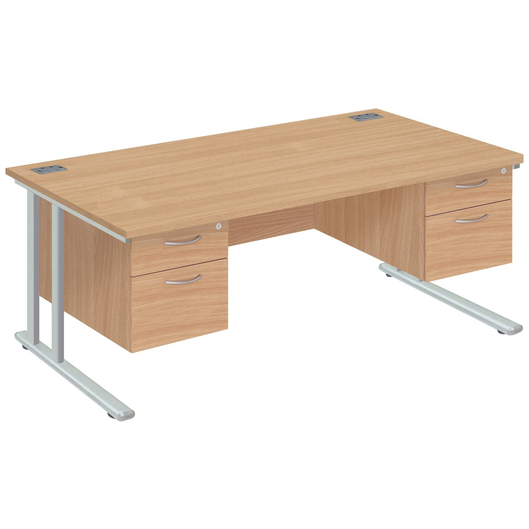 Commerce II Deluxe Rectangular Office Desks With Double Fixed Pedestals