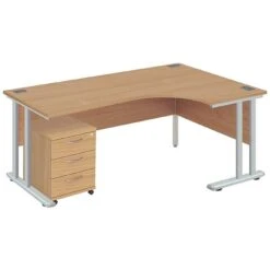 Commerce II Deluxe Ergonomic Office Desks With Mobile Pedestal