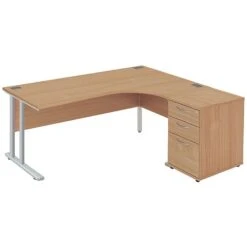Commerce II Deluxe Ergonomic Office Desks With Desk High Pedestal