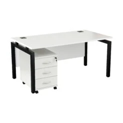 NEXT DAY Karbon K4 Rectangular Bench Desks With Under Desk Mobile Pedestal