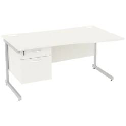 Next Day Vogue White Wave Cantilever Desks With Single Fixed Pedestal