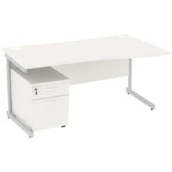 Next Day Vogue White Wave Cantilever Desks With Mobile Pedestal