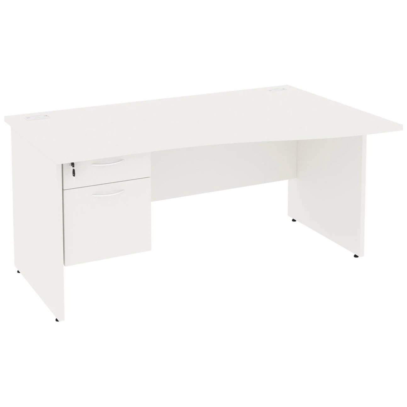Next Day Vogue White Wave Panel End Desks With Single Fixed Pedestal