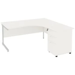 Next Day Vogue White Ergonomic Cantilever Desks With Desk High Pedestal