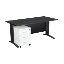 Karbon K5 Rectangular IT Desks With Wooden Mobile Pedestal