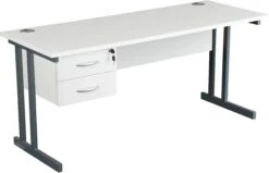 NEXT DAY Karbon K3 Compact Rectangular Deluxe Cantilever Desk With Single Fixed Pedestal