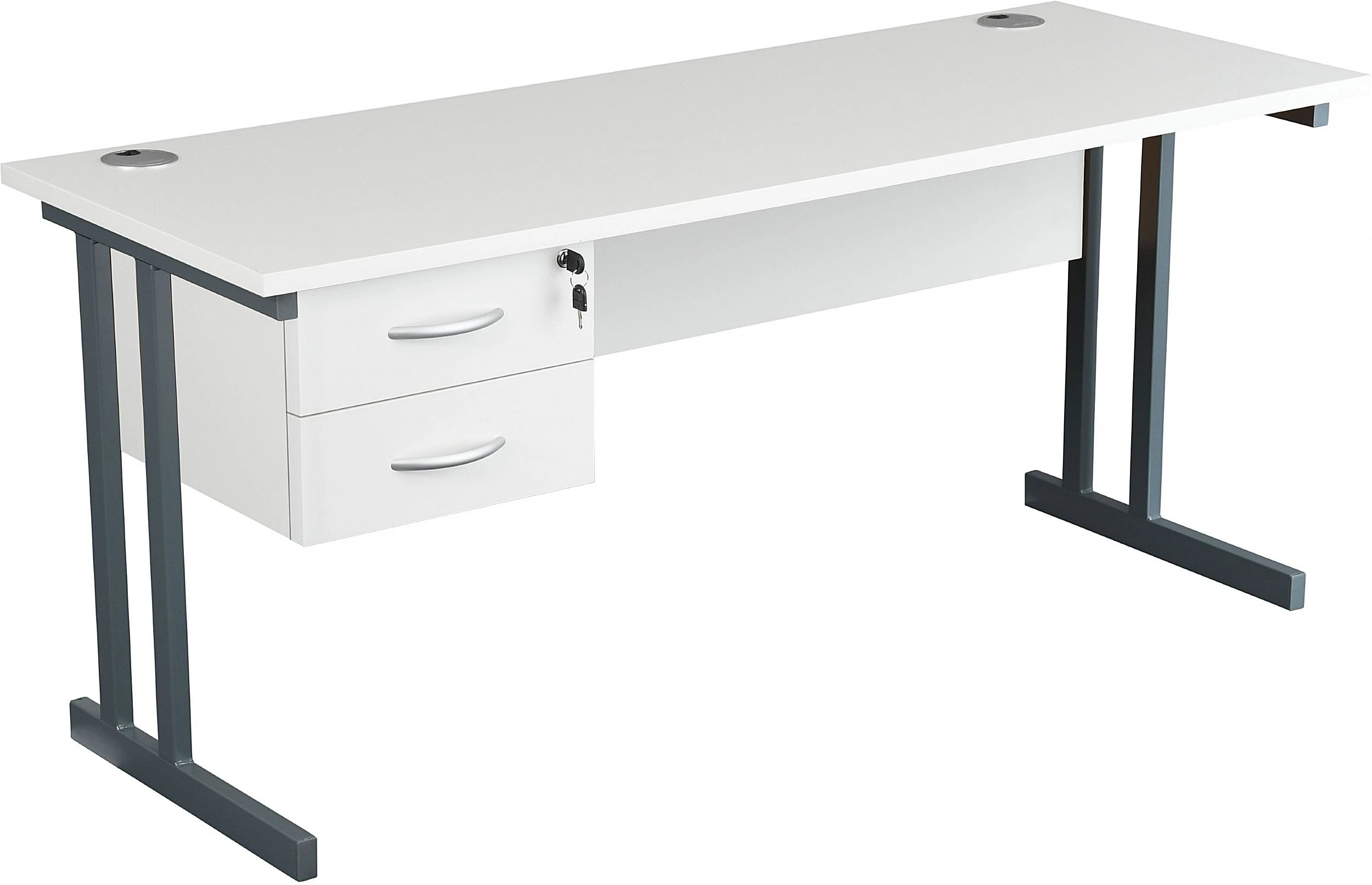 NEXT DAY Karbon K3 Compact Rectangular Deluxe Cantilever Desk With Single Fixed Pedestal