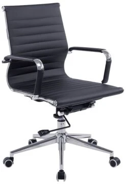 Reflex Black Leather Effect Swivel Chair
