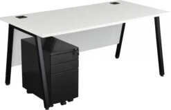 Karbon K6 A-Frame Rectangular Desks With Slimline 3 Drawer Metal Mobile Pedestal