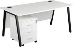 Karbon K6 A-Frame Rectangular Desks With Under Desk Mobile Pedestal